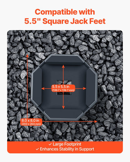 VEVOR RV Leveling Pads, 4-Pack Rubber Trailer Jack Pads, Each with 5000 lbs Capacity, Jack Stabilizer Pad with Large Surface Area, Suitable for 5.5" Square Jack Feet, 5th Wheels Class A/C Motorhomes