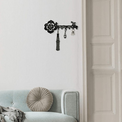 1pc; Black Rose Butterfly Pattern Indoor Key Hanger Wall Hanger Wall Decoration Valentine's Day Home Decor