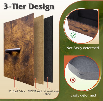 Tall Dresser for Bedroom with 12 Drawers, Dressers & Chests of Drawers, Fabric Dresser for Closet, Living Room, Storage Dressers with Storage Drawers, Steel Frame, Wood Top