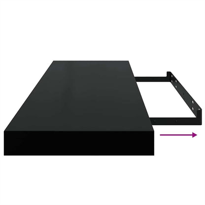Wall Shelf Black Honeycomb MDF, metal frame 31.5 x 9.3 x 1.5 in