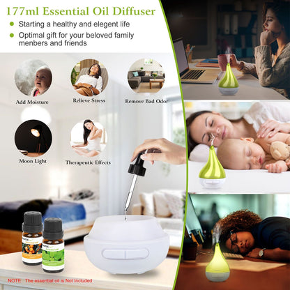 Drop-shaped Cool Mist Humidifier Ultrasonic Aroma Essential Oil Diffuser