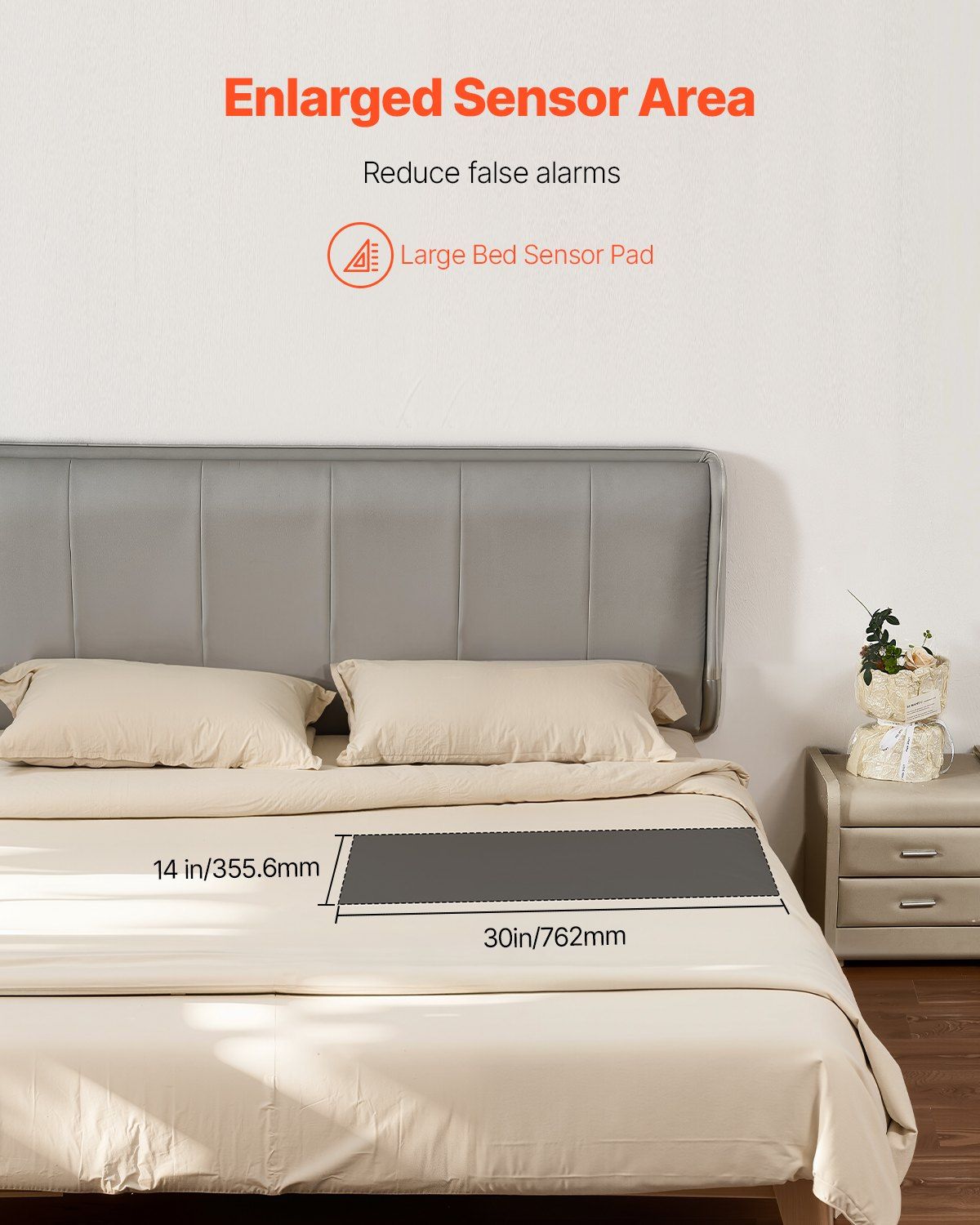 Wireless Bed Alarm System for Elderly - 14x30 Inch Safety Pad with Pager for Home & Hospital Fall Prevention