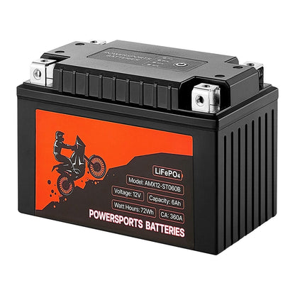 VEVOR Motorcycle Battery, 12 Volt 6Ah, LiFePO4 Lithium Pre-Charged Powersports Battery, Maintenance Free & High Performance, Compatible with ATV, Motorcycle, Jet Skis, Scooter, UTV, and More