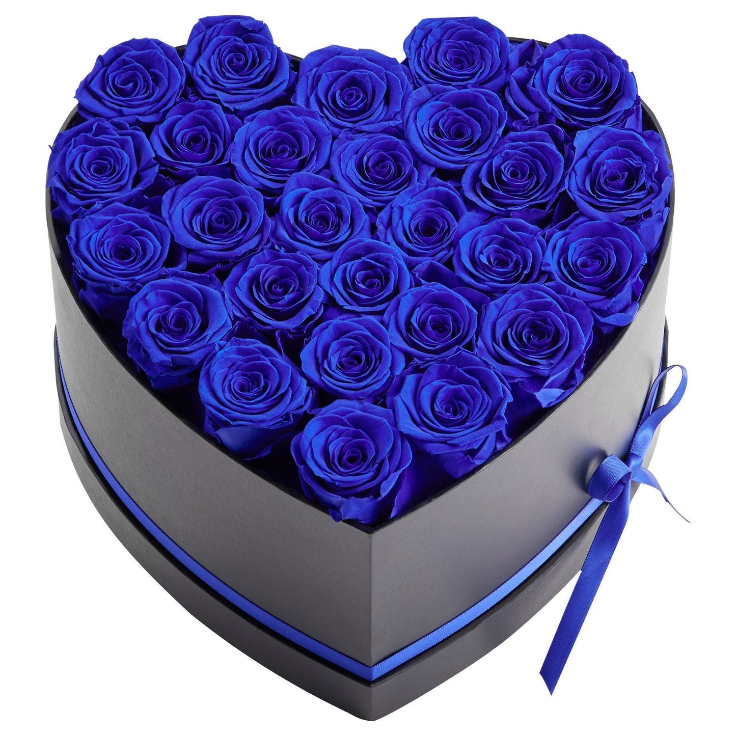 Forever Flowers, 27 Preserved Roses in a Heart Shape Box, Eternal Flowers Immortal Bouquet Birthday Present for Women Her Wife Mothers, Anniversary, Valentine's Day,Christmas, Royal Blue