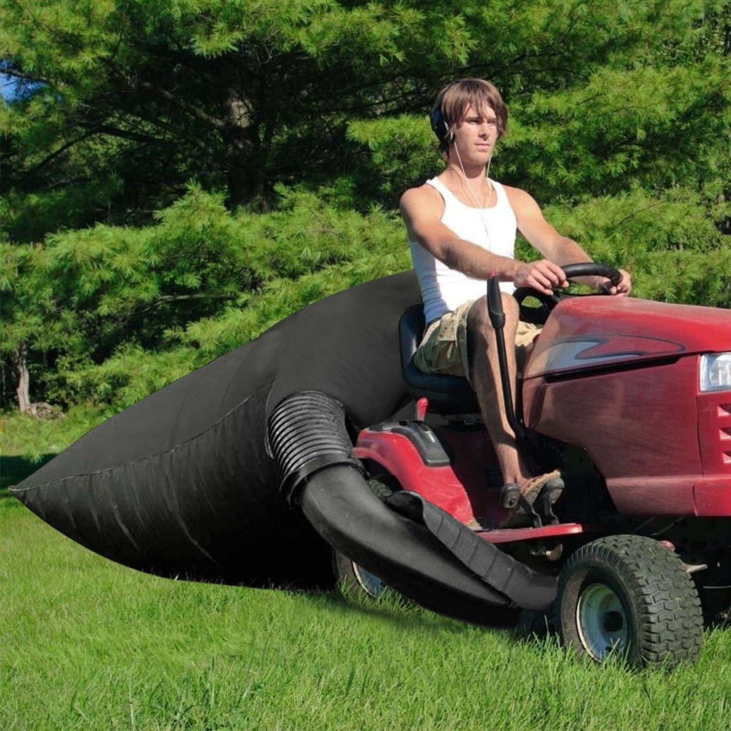 Lawn Tractor Leaf Bag 54 Cubic Feet Standard Garden Waste Collection Bag w/ 112in Opening For Fast & Easy Leaf Collection Riding Lawn Mower Rubbish Bag Outdoor