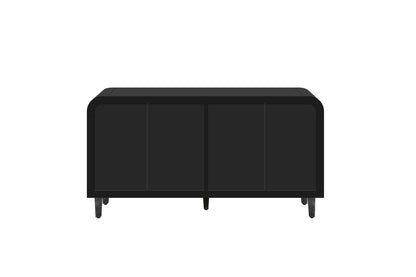 59'' Farmhouse Curved Vintage Storage Sideboard with Large Wooden Handles, Vertical Wood Grain Carving and Adjustable Shelves for Kitchen,Dining Room (Antique Black)