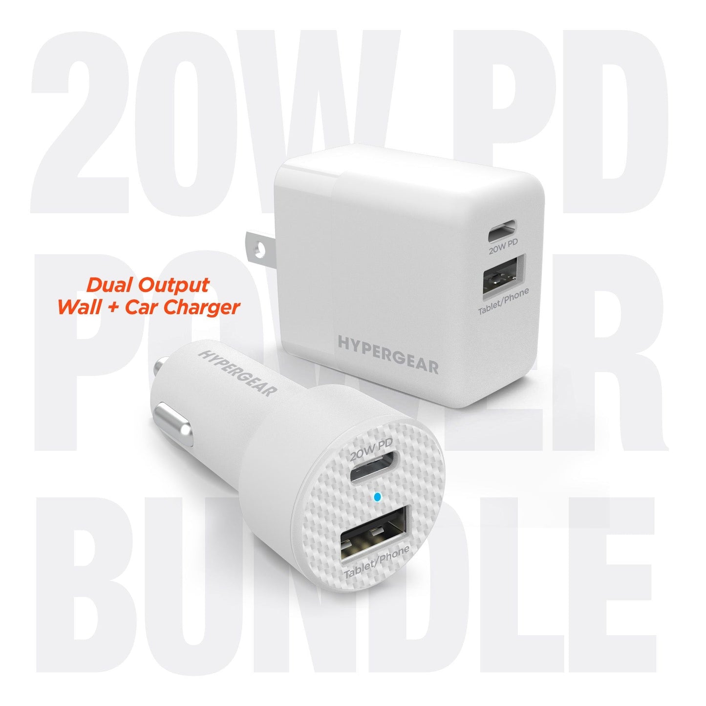 HyperGear Wall/Car Charger Bundle 20W USB-C PD + 12W