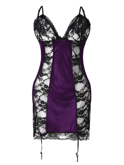 Women Dress Night Lace Pajamas Dress Sexy Sleepwear Backless Vintage Dress