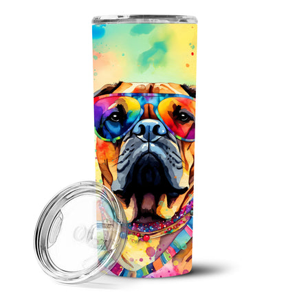 Bullmastiff Hippie Dawg Stainless Steel Skinny Tumbler Vacuum Double Walled Reusable Insulated Tumbler Travel Cup for Coffee Cocktails Gift with Lid, 20 oz