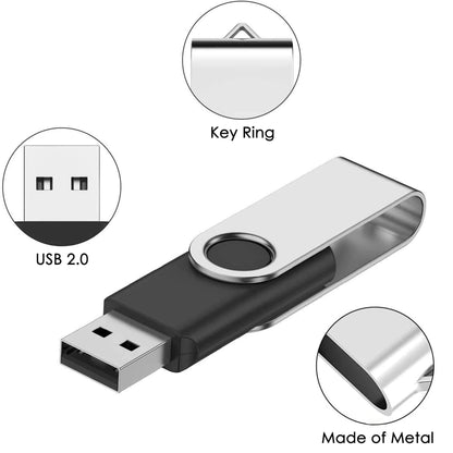 5 Packs Mix Color USB 2.0 Swivel USB Flash Drives Metal Thumb Drive Memory Stick Jump Drive With Lanyard For Storage And Backup