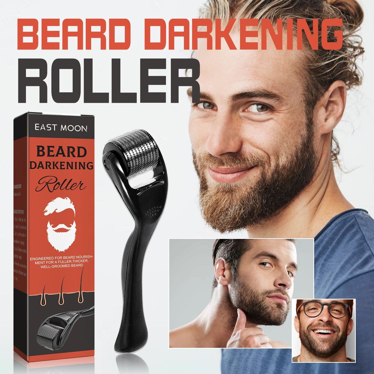 East Moon Beard Bushy Roller, Strong Root Moistens Soft Light For Men Nourishing Bushy Growing Beard Comb