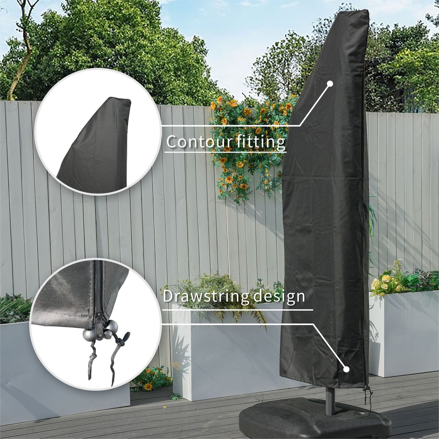 Direct Wicker Outdoor Patio Cantilever Umbrella Zipper Cover
