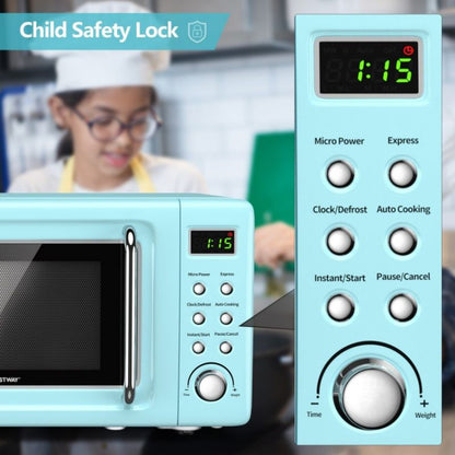 700W Retro Countertop Microwave Oven with 5 Micro Power and Auto Cooking Function