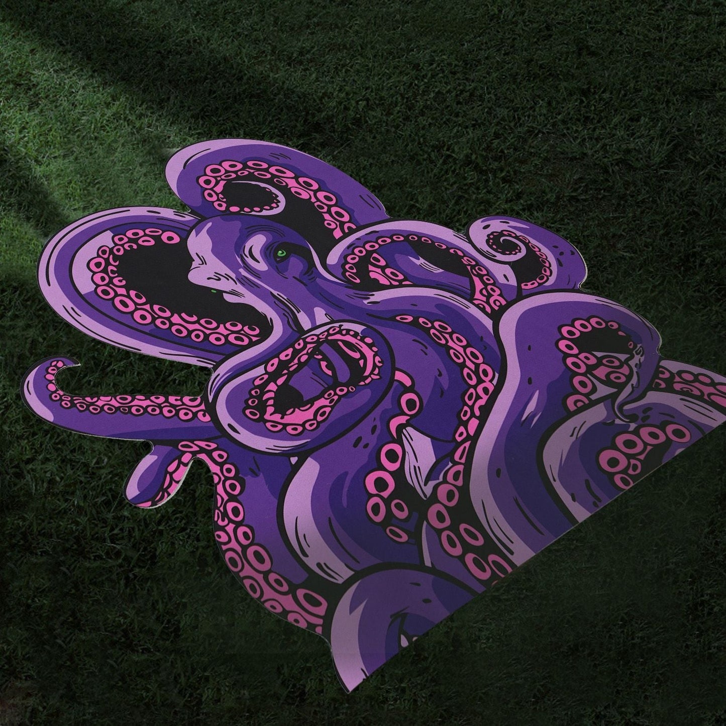 Green And Purple Cthulhu Rugs Water Absorbent Bath Mat Octopus Anime Rug Graphic Gothic Bathroom Rugs Fantasy Decorate, Non Slip Backing, Unique Gift & Decor for Gamers, 27x18 in