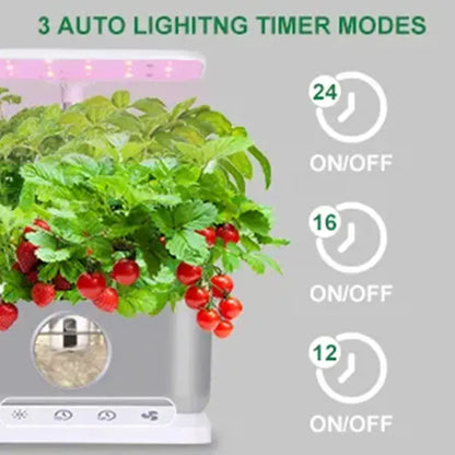 Blue/Grey/Black Home Smart Hydroponics System 6 Pods Indoor Vegetable Herb Flower Garden Kit Mini Aquarium Box with Led Grow Light