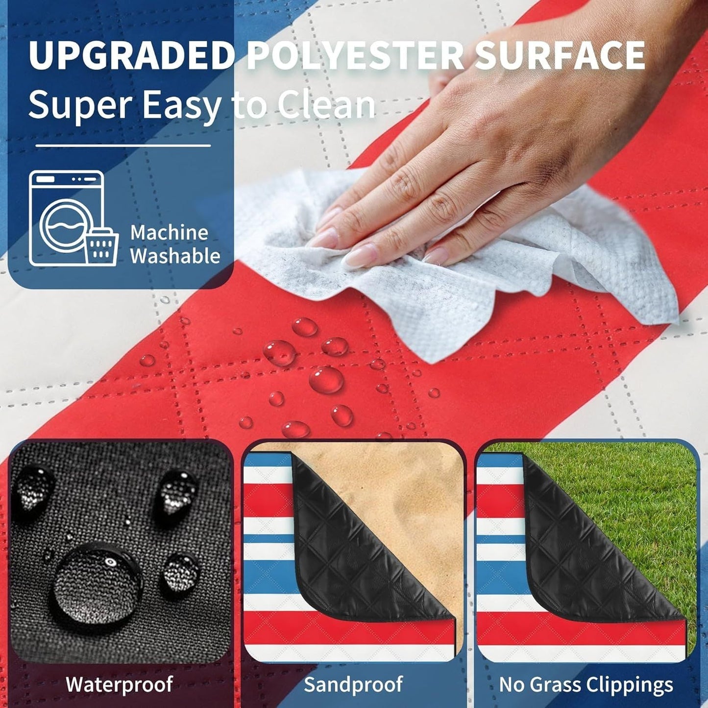 (2025 Upgrade) Extra Large Waterproof Picnic Blankets | Foldable Sandproof Beach Blanket N Outdoor Blanket | 5-Layer Machine Washable Soft Picnic Mat for Camping, Grass, Park N Stadium