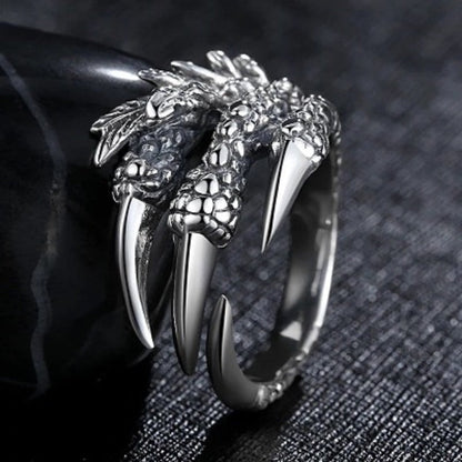 Claw Rings Punk Dragon Eagle Claw High Quality Alloy Casting Black Open Ring for Men and Women