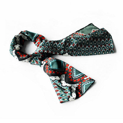 Blando Dark Green Tone Fantastic Multi-Patterns Chic Natural Soft Silky Scarf/Wrap/Shawl(Small)