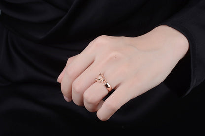 Animal Ring Adjustable Open Cute Lovely Fox with Stones Ring for Women