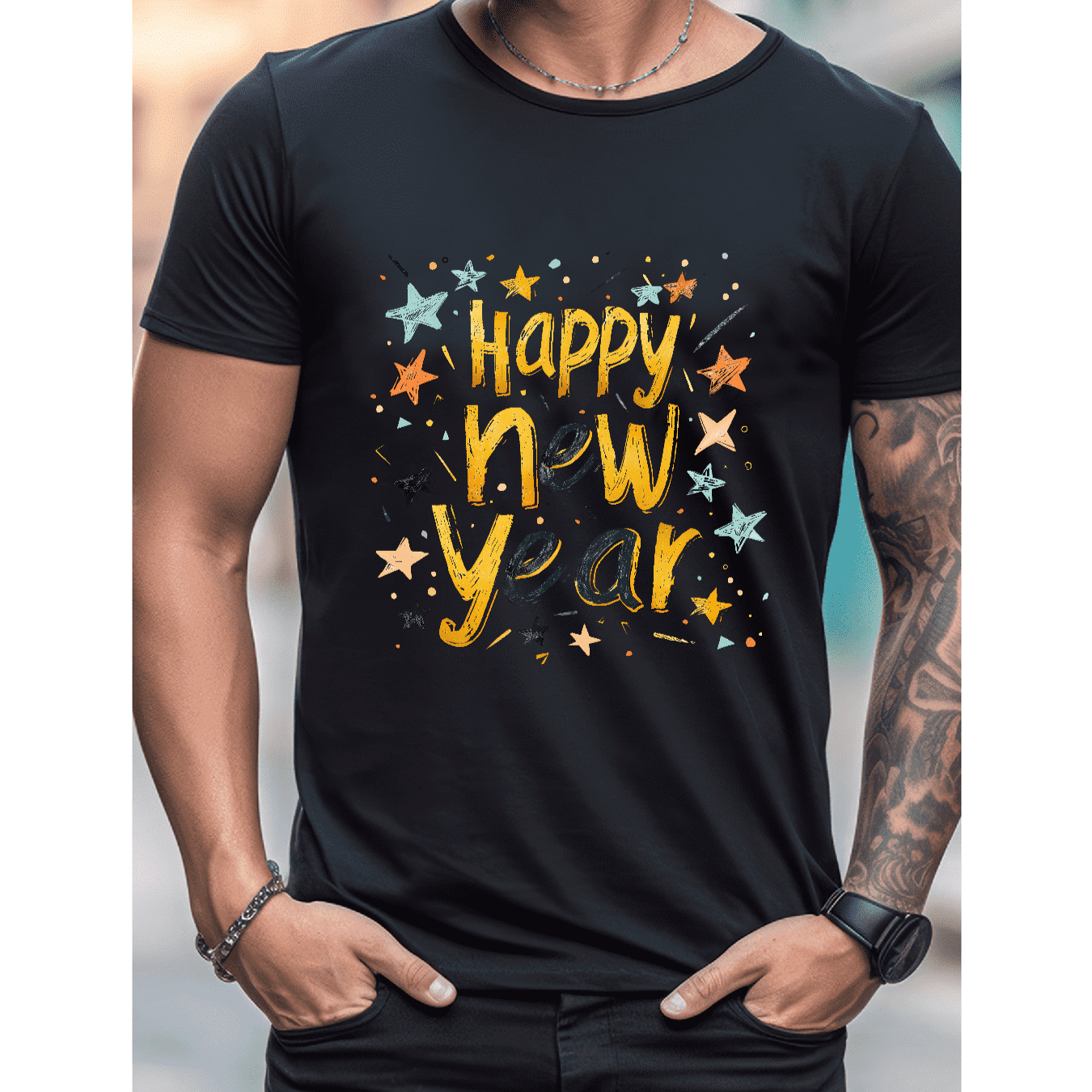 2025 New Year Cotton T-Shirt for Men - Stylish & Comfortable Short Sleeve Tee for All Seasons