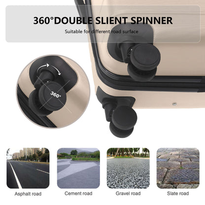Luggage Sets ABS Hardshell 3pcs Luggage, Lightweight Durable Suitcase sets Spinner Wheels Suitcase with TSA Lock 20''24''28'' Available(Beige)