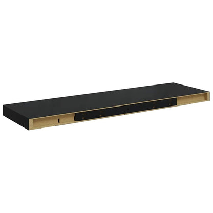 Wall Shelf Black Honeycomb MDF, metal frame 31.5 x 9.3 x 1.5 in