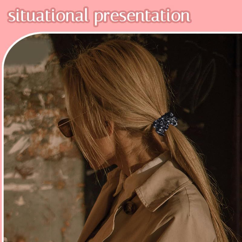 Hair Bow Scrunchy Hair Ties for Girls Ponytail Holders for Women Bunny Ear Scrunchies 3Pcs