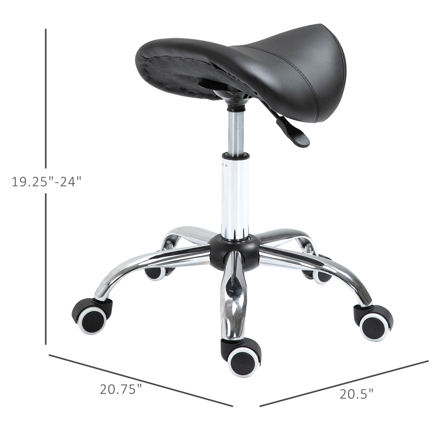 Adjustable Elegance: Hydraulic Salon Stool, Rolling Swivel Saddle Chair, PU Leather Beauty Seat for Spa, Black Finish