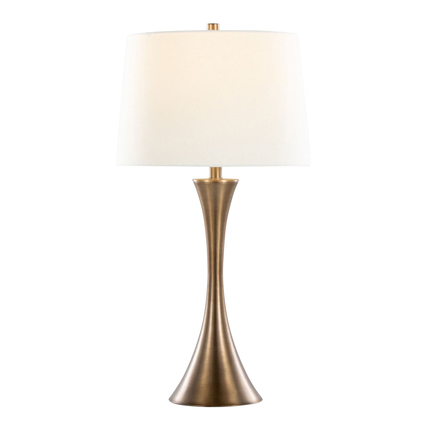 Lenuxe 29" Contemporary Metal Table Lamp in Matte Golden Bronze with Off-White Linen Shade from Grandview Gallery by - Set of 2
