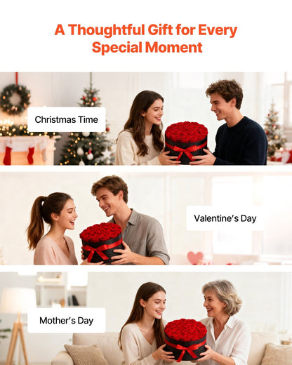 Forever Flowers, 27 Preserved Roses in a Box, Eternal Flowers Immortal Bouquet Birthday Present for Delivery Prime Women Her Wife Mothers, Anniversary, Valentine's Day,Christmas, Red