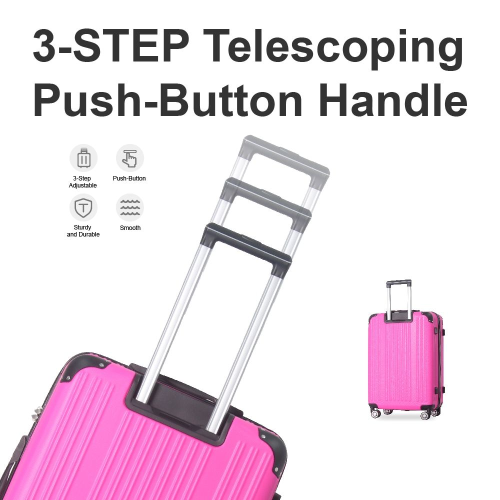 3-Piece Lightweight ABS Hardshell Luggage Set (20", 24", 26") in Honey Powder with Spinner Wheels, TSA Lock, and Adjustable Telescopic Handle - Durable Travel Suitcases