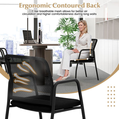 Waiting Room Chair Set of 2 Office Guest Chairs with Ergonomic Mesh Backrest