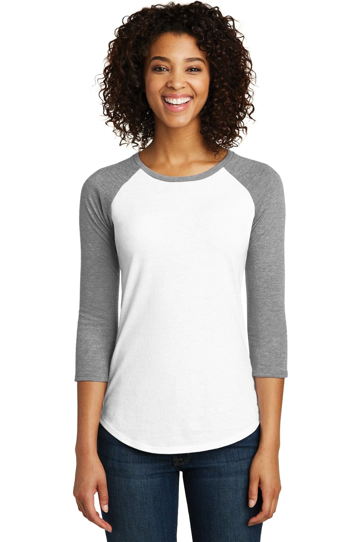 District Women's Fitted Very Important Tee 3/4-Sleeve Raglan DT6211