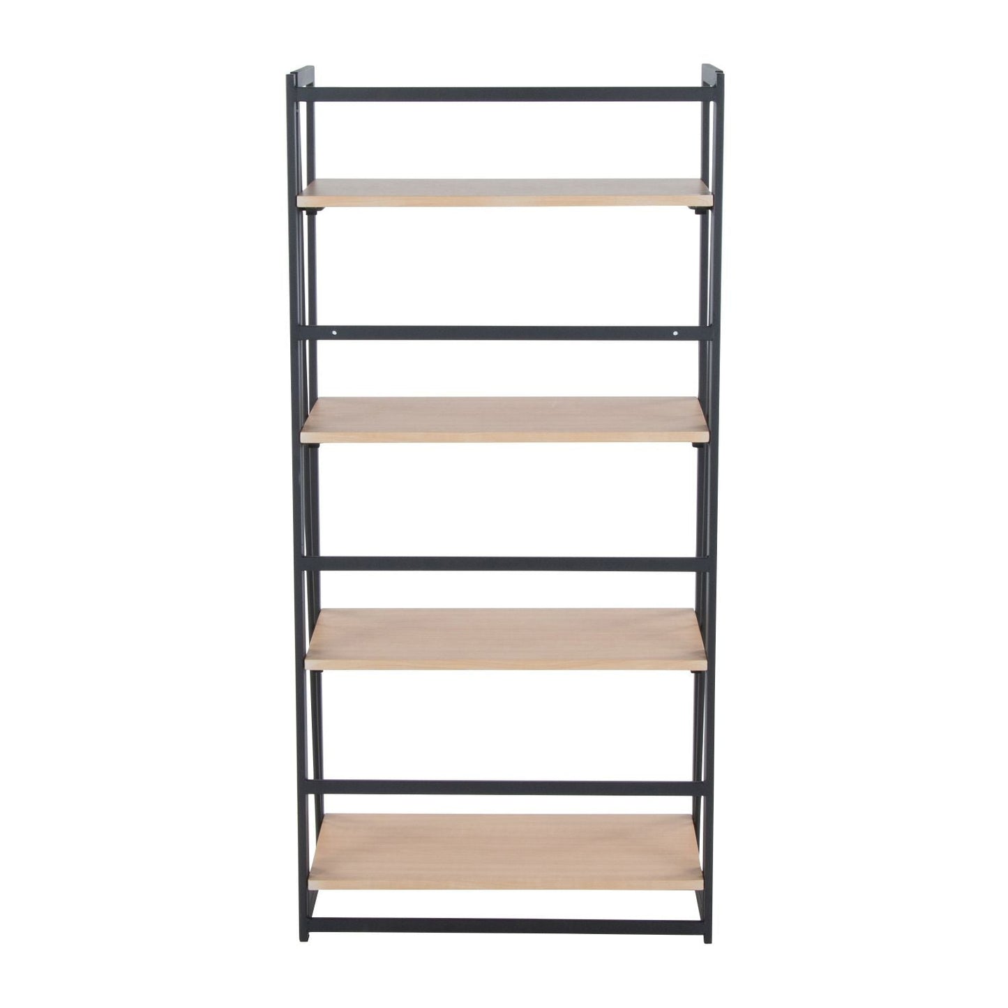 Dakota Contemporary Bookcase in Black Painted Metal and Natural Wood by