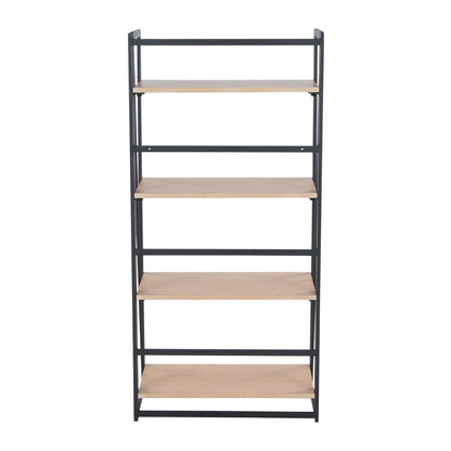 Dakota Contemporary Bookcase in Black Painted Metal and Natural Wood by