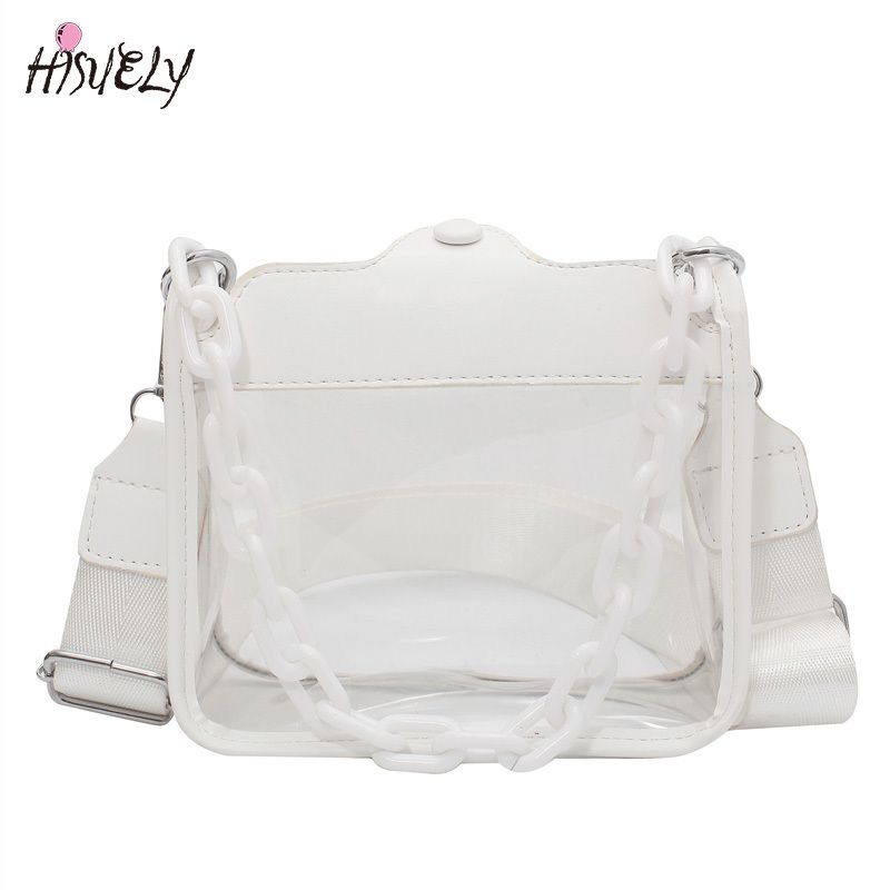 2023 Summer Women Clear Transparent Crossbody Bag Female Jelly Handbags and Purses Acrylic Chain Square Shoulder Bag Bolsos