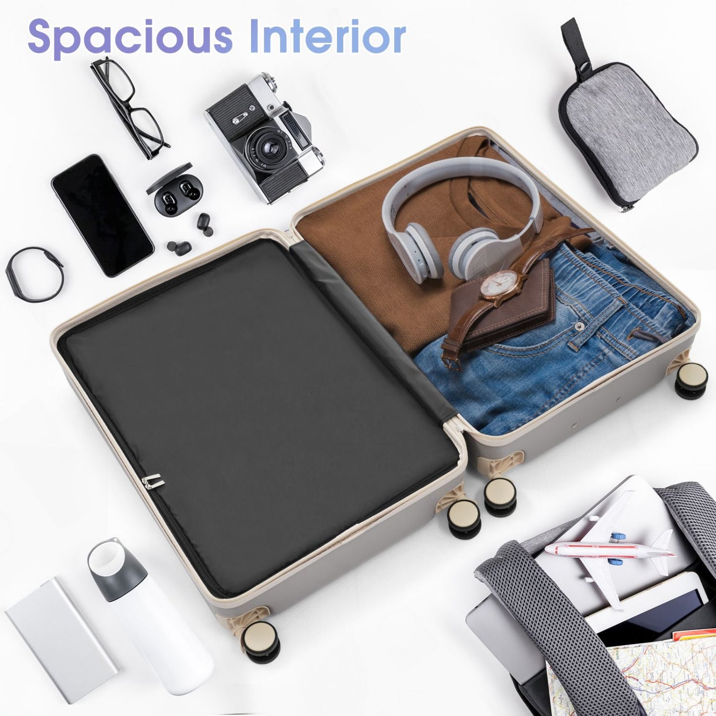 Luggage Set 3 Piece, Lightweight Durable ABS Suitcases with Spinner Wheels and TSA Lock, Carry-on & Checked Travel Luggage (20"/24"/28")