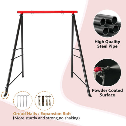 Metal Swing Stand Swing Sets for Backyard,Powder Coated Swing Frame of Swing Set with Extra Side Bars,880 Lbs Heavy-Duty A-Frame Outdoor Swing Fits Swing Chair,Porch Swing
