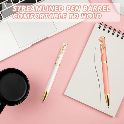 4pcs Ballpoint Pens,Fine Point Smooth Writing Pens,Metal Twist Pretty Pens For Journaling, 1.0 Mm Medium Point Black Ink Cute Pens,Office Supplies Fancy Pen Sets For Women&Men Gift