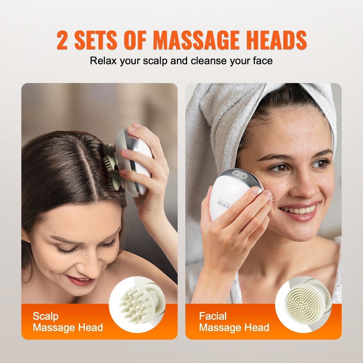 Rechargeable VEVOR Electric Scalp Massager with Heat - Waterproof Head Massager for Hair Growth & Stress Relief