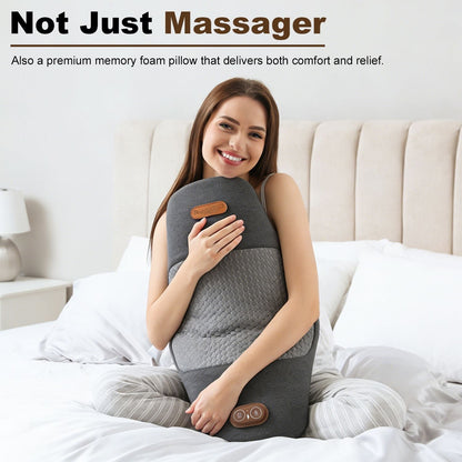 2 In 1 Electric Lumbar Massager Support Pillow Memory Foam Lower Back Massager with Heat Vibration Adapter for Pain Relief