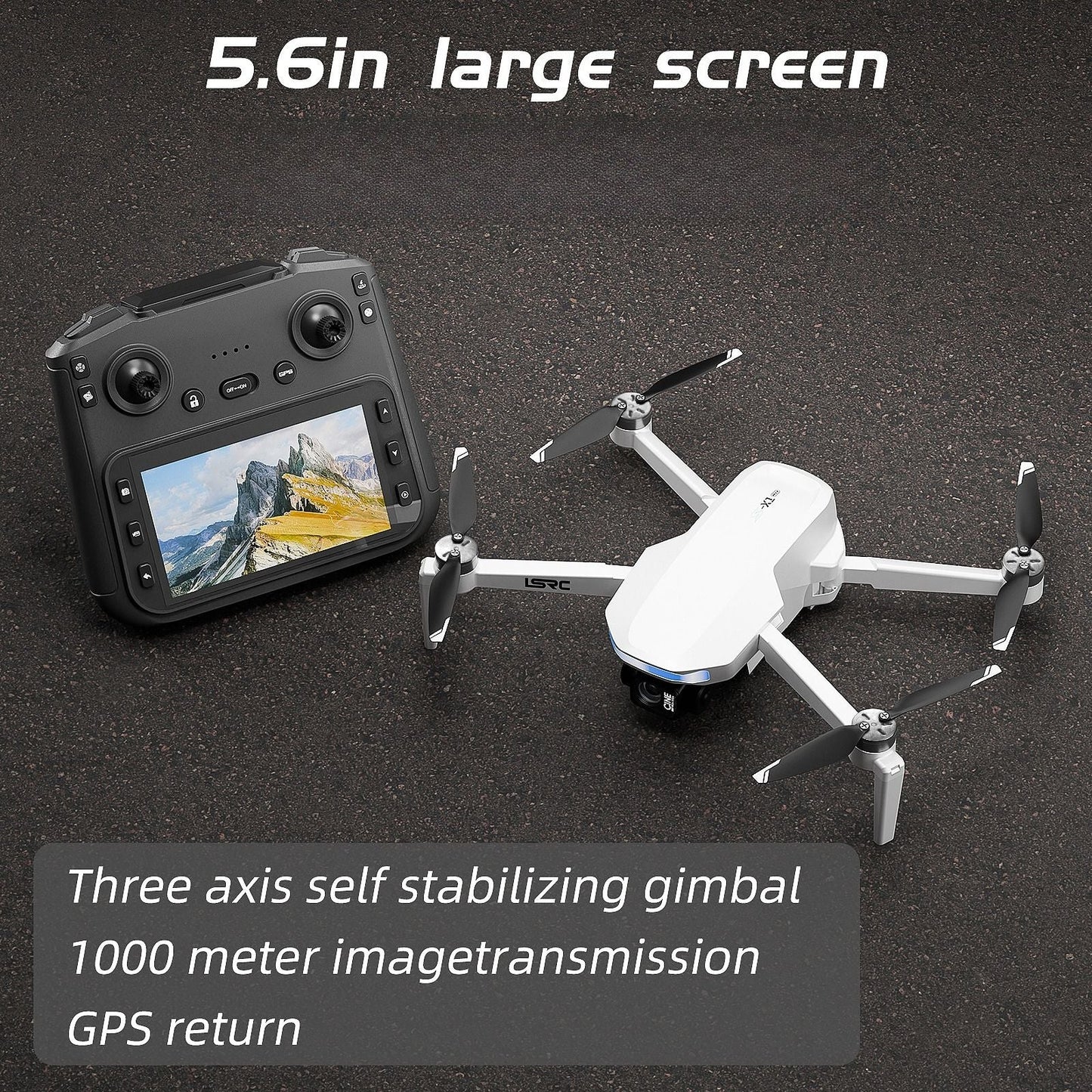 S-X1 GPS Drone, 20-30 Minute Flight, Dual HD 50fps Cameras, 3-Axis Gimbal, 5MP Stabilized Images, Auto Low Power Return, Large Screen Remote