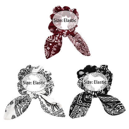 Hair Bow Scrunchy Hair Ties for Girls Ponytail Holders for Women Bunny Ear Scrunchies 3Pcs