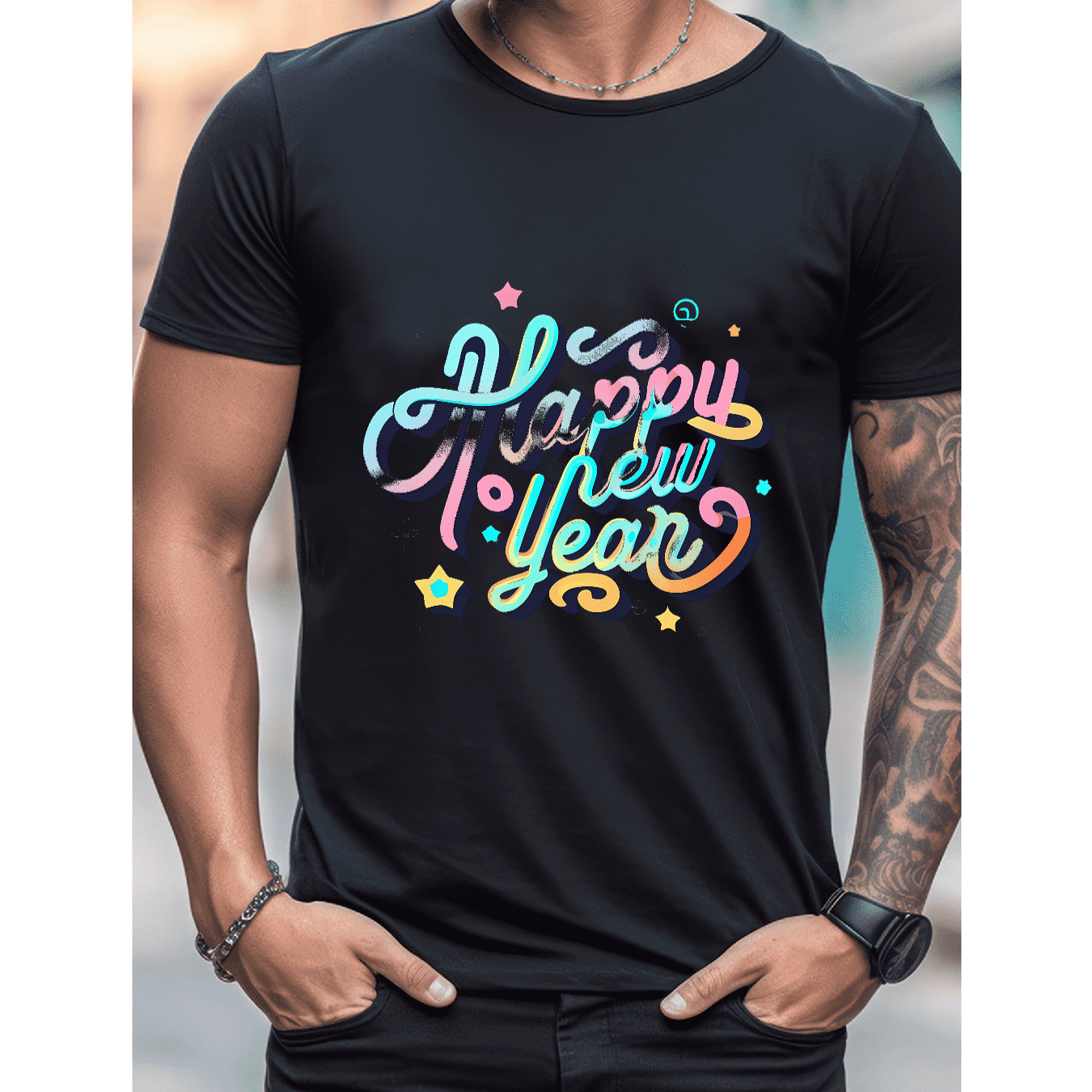 2025 New Year Cotton T-Shirt for Men - Stylish & Comfortable Short Sleeve Tee for All Seasons