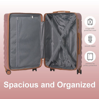 Luggage Sets ABS Hardshell 3pcs Luggage, Lightweight Durable Suitcase sets Spinner Wheels Suitcase with TSA Lock 20''24''28'' Available(Rose Gold )