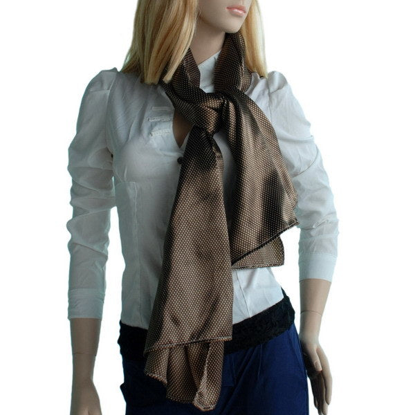 Blando Brown Small Cute Dot Design Campus Style Silk Scarf/Wrap/Shawl(Small)