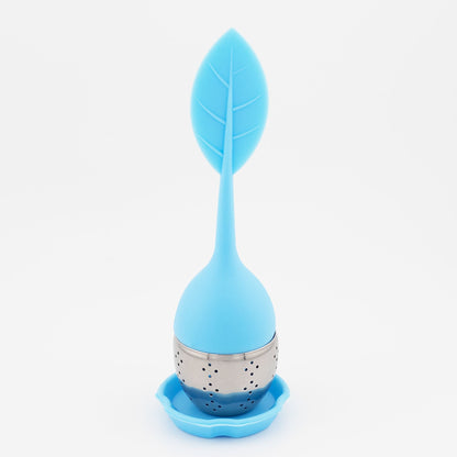 1pc Tea Infuser Silicone Handle Stainless Steel Strainer Drip Tray Included - Loose Tea Steeper - Best Tea Infuser For Loose Leaf Or Herbal Tea