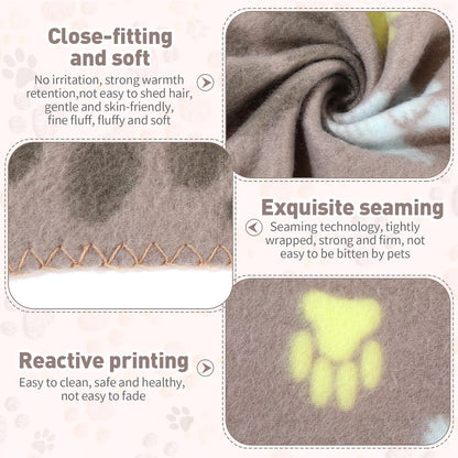 10 Pieces Pet Blankets with Paw Print Dog Cat Fleece Blankets Soft Warm Sleep Mat Pad Bed Cover for Kitten Puppy and Other Small Animals, 24 x 28 Inch