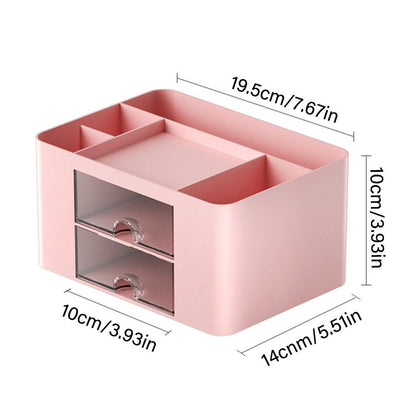 1pc Desktop Storage Drawers Cosmetic Makeup Organizer, Jewelry Display Box, Large Capacity Storage Box With Transparent Drawer, Pen Holder, Office Stationery Organizer For Lipstick Brushes Lotion