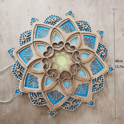 1pc Mandala Wooden Decorative Lamp Yoga Room LED Night Light Multilayered Laser Cut Carved Light Wall Decor For Home Living Room Bedroom Ornament